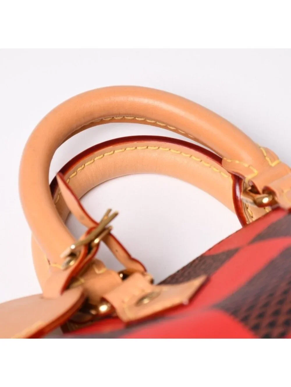Louis Vuitton Speedy Bandouliere 18 Rouge Damier Pop Brown Red Handbag